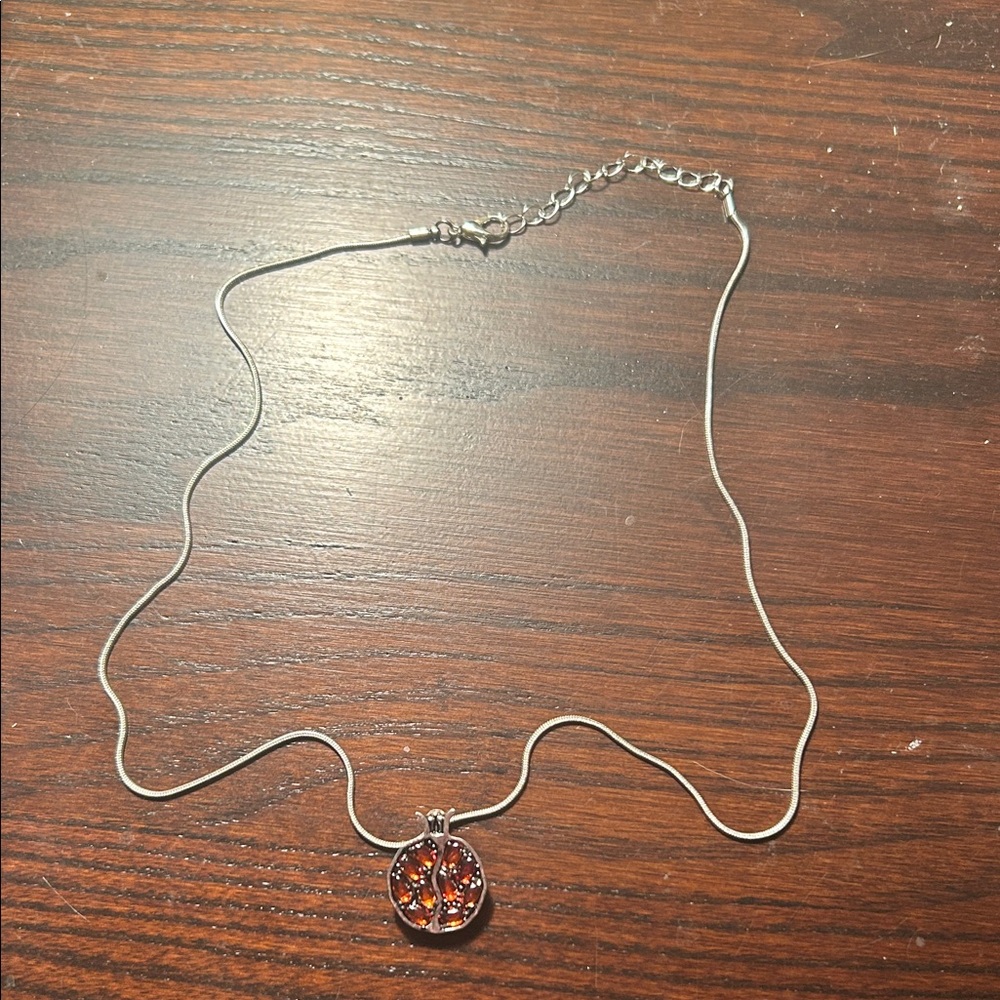 Elegant Silver Necklace with Pomegranate pendant